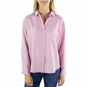 NWT Jach's New York Women's Long Sleeve Button Down Shirt Pink Size L $45 EE035